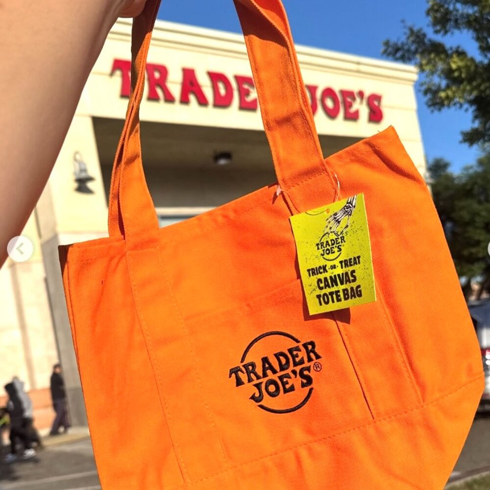 NWT Trader Joe’s Halloween Mini Canvas Tote | Pumpkin Orange